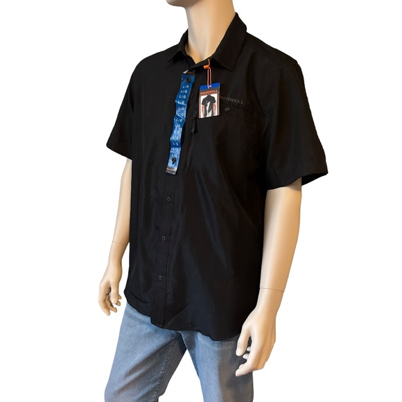 Merrell Tech Shirt SPF-30-50 Recyled material Fishing Hiking Lightweight Black - Picture 3 of 16
